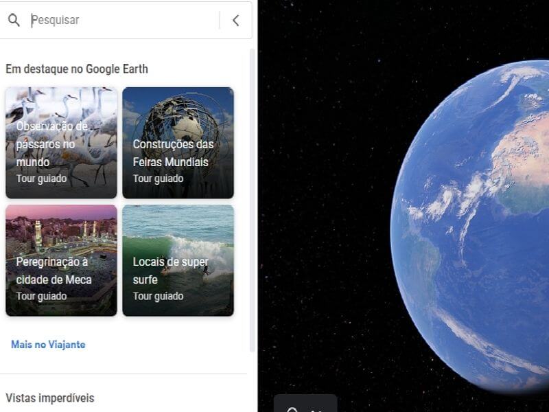Google Earth tem diversas formas de viajar